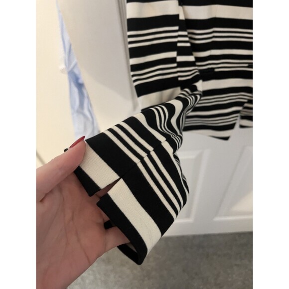 Antonia Melani Black Cream Striped One Button Jacket Size 4 Career Blazer - Picture 2 of 9